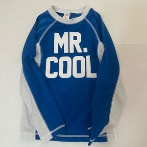 💕HP💕Gymboree swim rashguard - blue and white “Mr. Cool” size S